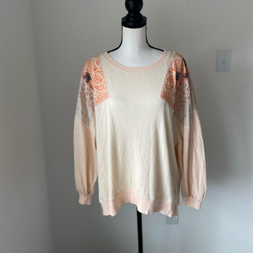 COPY - COPY - Free People Bandanna Pink Long Sleeve Tee Shirt